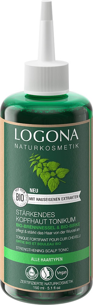 Logona Tonico Rinforzante per Cuoio Capelluto - 150 ml con Estratti di Ortica e Betulla Biologica