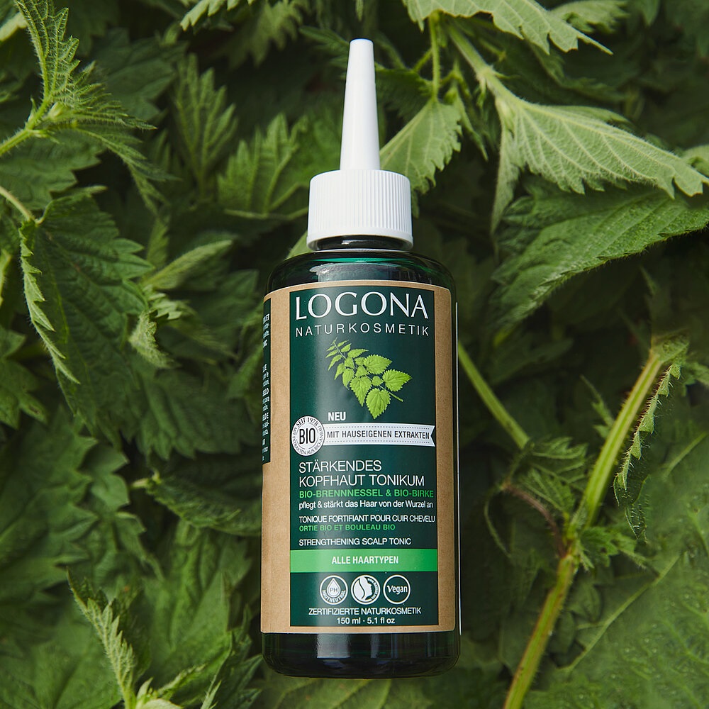 Logona Tonico Rinforzante per Cuoio Capelluto - 150 ml con Estratti di Ortica e Betulla Biologica