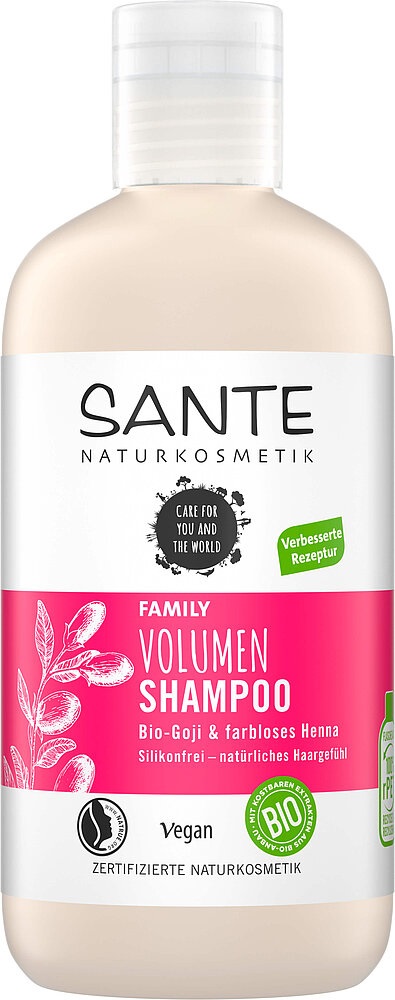Sante Naturkosmetik Volume Lift Shampoo 250 ml - Shampoo per Capelli Fini con Bio Goji e Complesso Proteico a 3 Strati, Aumenta Volume e Dona Aderenza