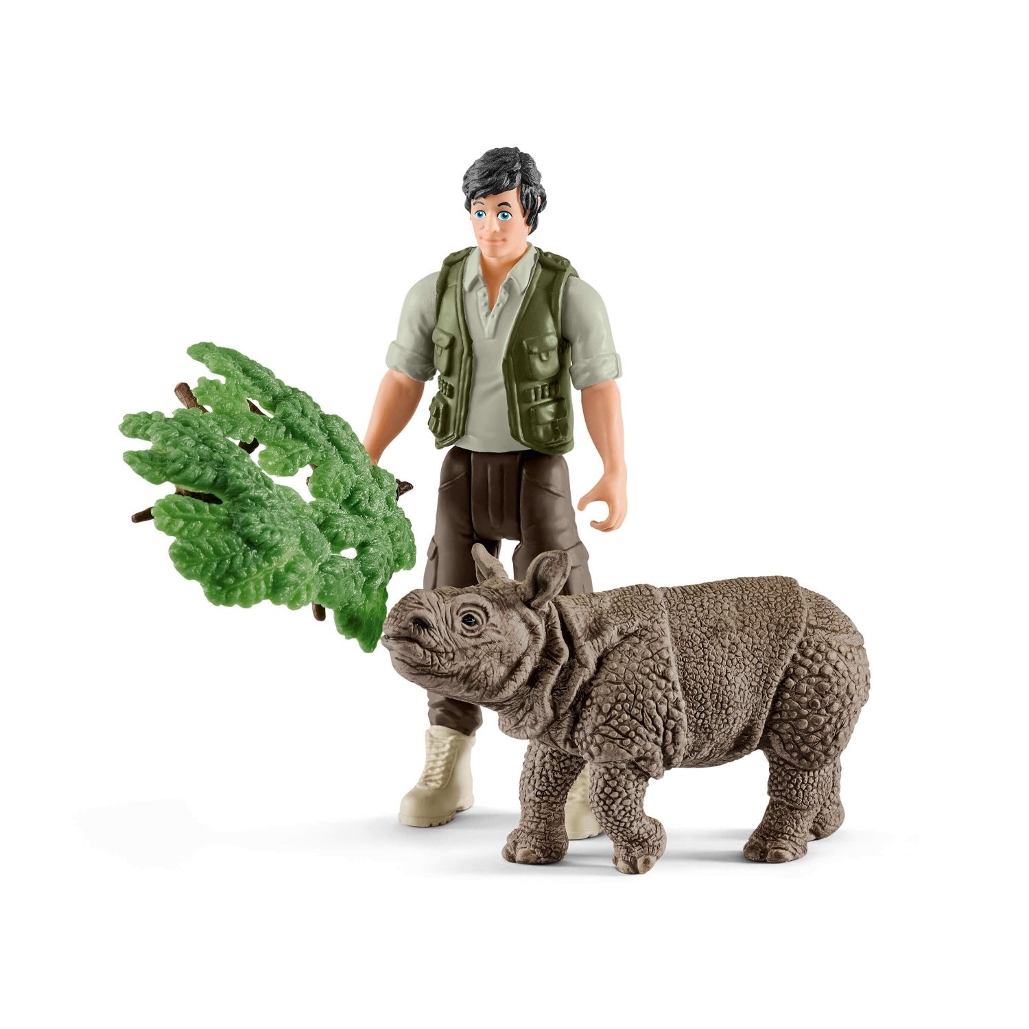 Schleich Starter Set Rinoceronte Indiano con Ranger - Modello 2542428