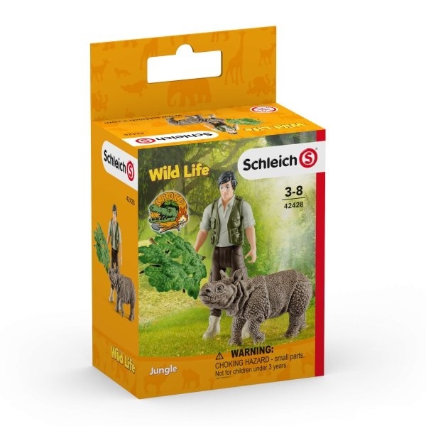 Schleich Starter Set Rinoceronte Indiano con Ranger - Modello 2542428