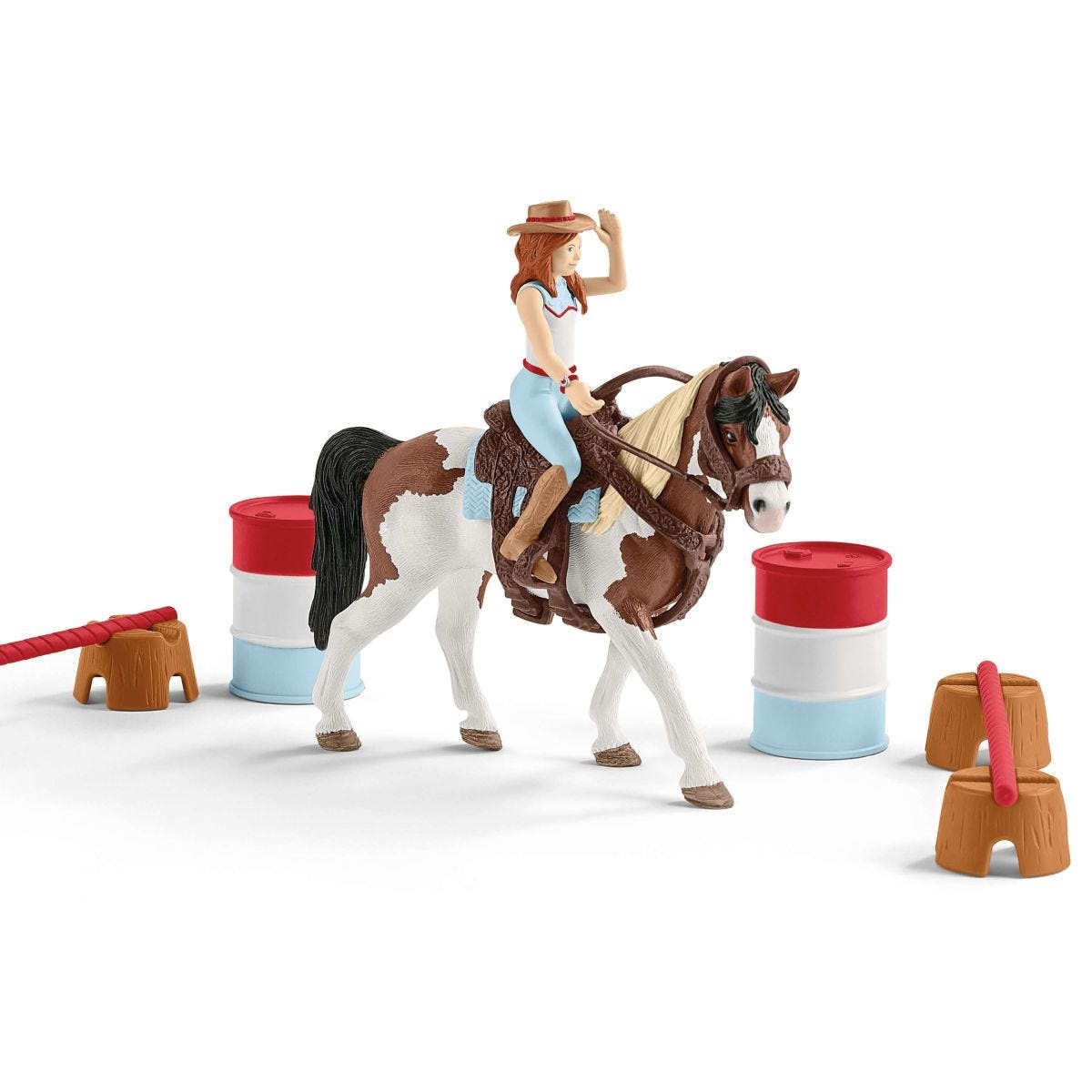 Schleich Horse Club 42441 Set da Gioco con Figurine di Cavalli Multicolore, Sella e Briglia, Braccia in Movimento