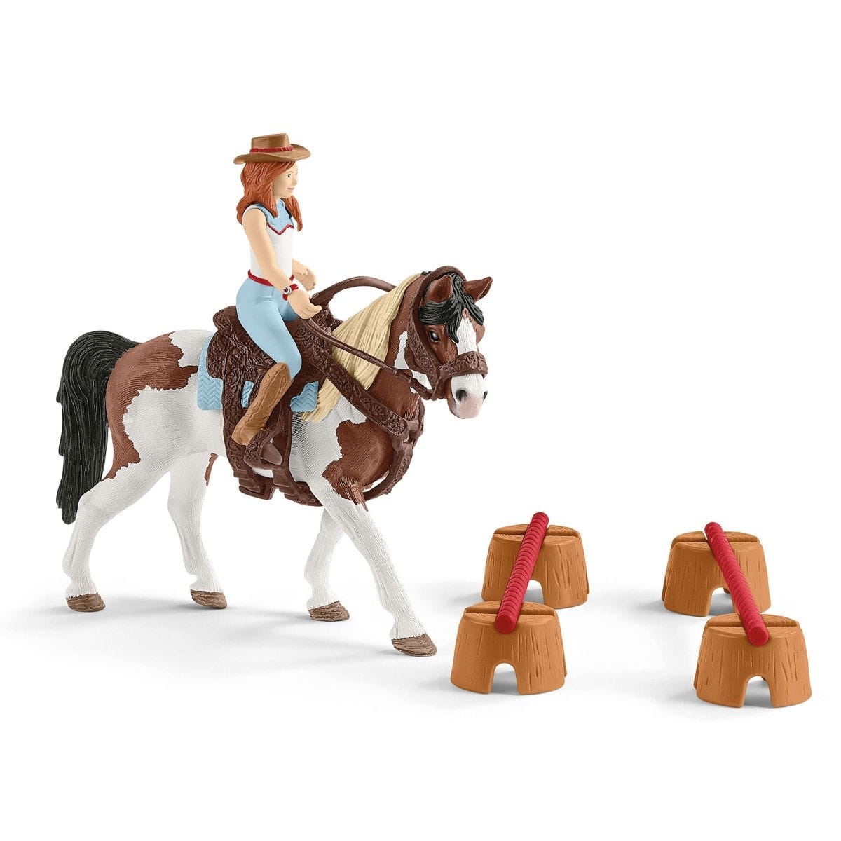 Schleich Horse Club 42441 Set da Gioco con Figurine di Cavalli Multicolore, Sella e Briglia, Braccia in Movimento