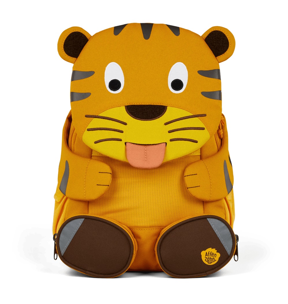 Affenzahn Amico Grande Zaino per l'asilo Tigre - Giallo, 8L, per bambini da 3 a 5 anni, con cinghia pettorale regolabile