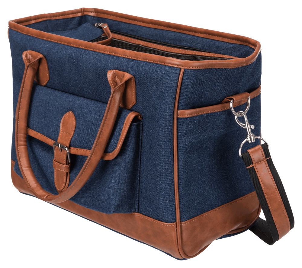 TRIXIE Zaino Chloe per Cani - 39x43x27 cm, Grigio Chiaro/Nero, con Cinghia in Vita e Rete Protettiva
