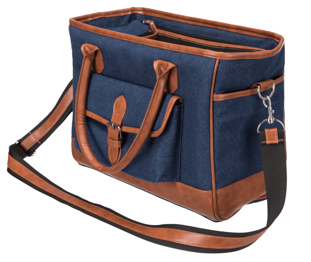 TRIXIE Zaino Chloe per Cani - 39x43x27 cm, Grigio Chiaro/Nero, con Cinghia in Vita e Rete Protettiva