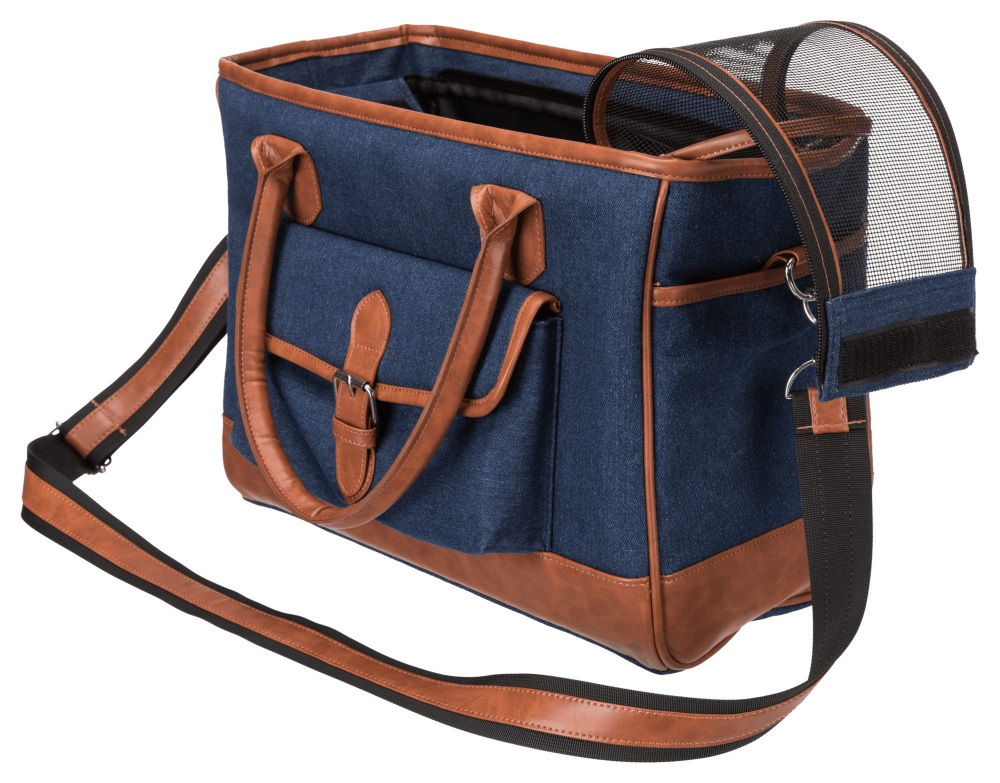 TRIXIE Zaino Chloe per Cani - 39x43x27 cm, Grigio Chiaro/Nero, con Cinghia in Vita e Rete Protettiva