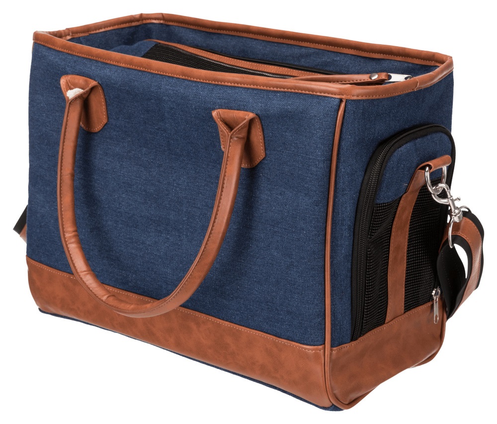 TRIXIE Zaino Chloe per Cani - 39x43x27 cm, Grigio Chiaro/Nero, con Cinghia in Vita e Rete Protettiva