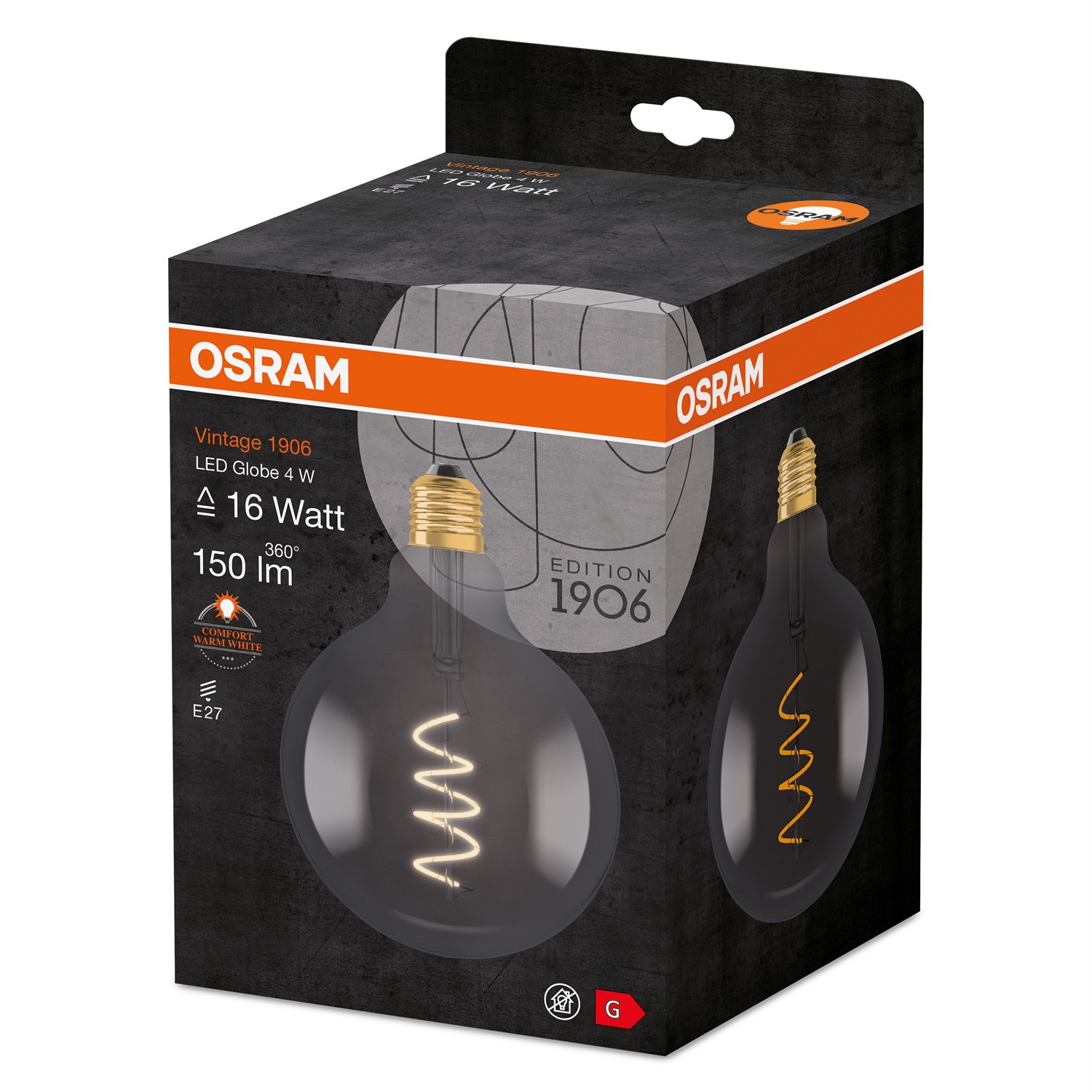 OSRAM Vintage 1906 Lampadina LED 5 W E27 Luce Calda 1800 K Finitura Grigio Fumoso