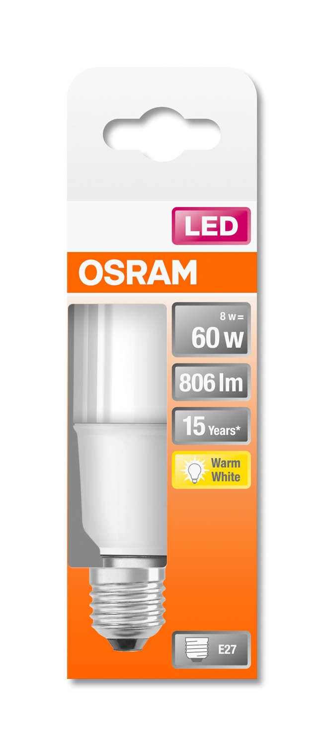OSRAM STAR STICK Lampadina LED E27 8 W Bianco caldo 2700 K Opaco