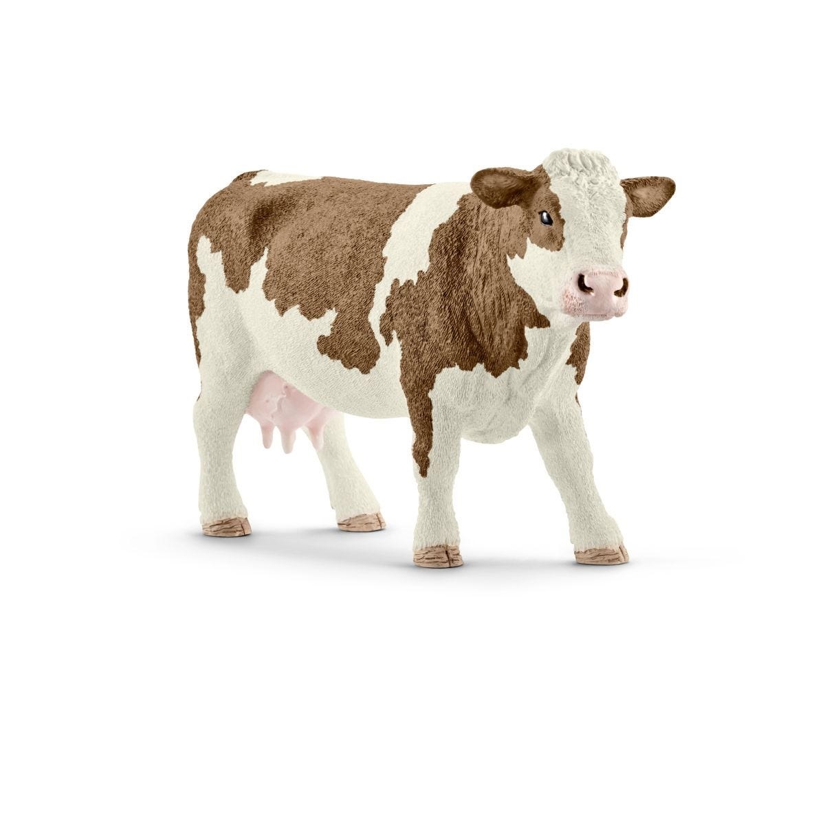 Schleich Farm World 13801 - Giocattolo Mucca Pezzata Rossa in Plastica, Dipinta a Mano, per Bambini dai 3 Anni