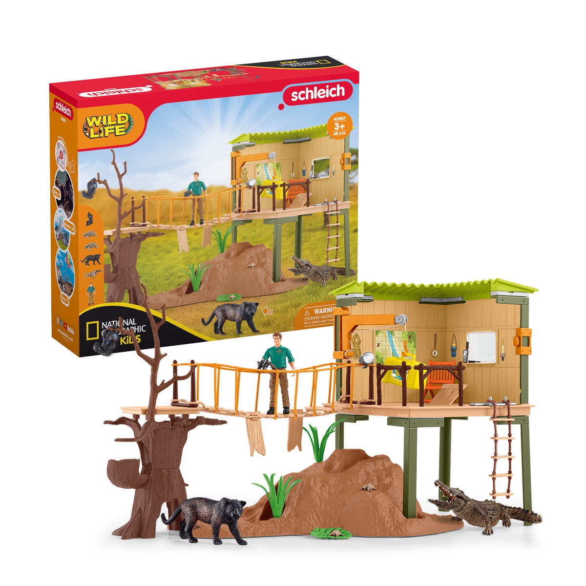 Schleich 42507 Stazione di Avventura Wild Life con Ranger - Dimensioni 10 x 40 x 35 cm