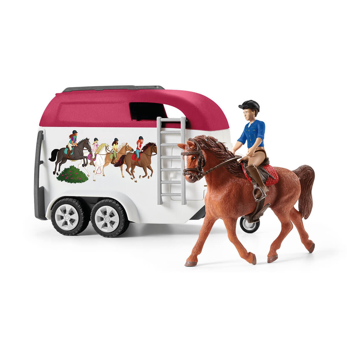 Schleich Set di Gioco 42535 con Auto e Rimorchio per Cavalli - Dipinto a Mano