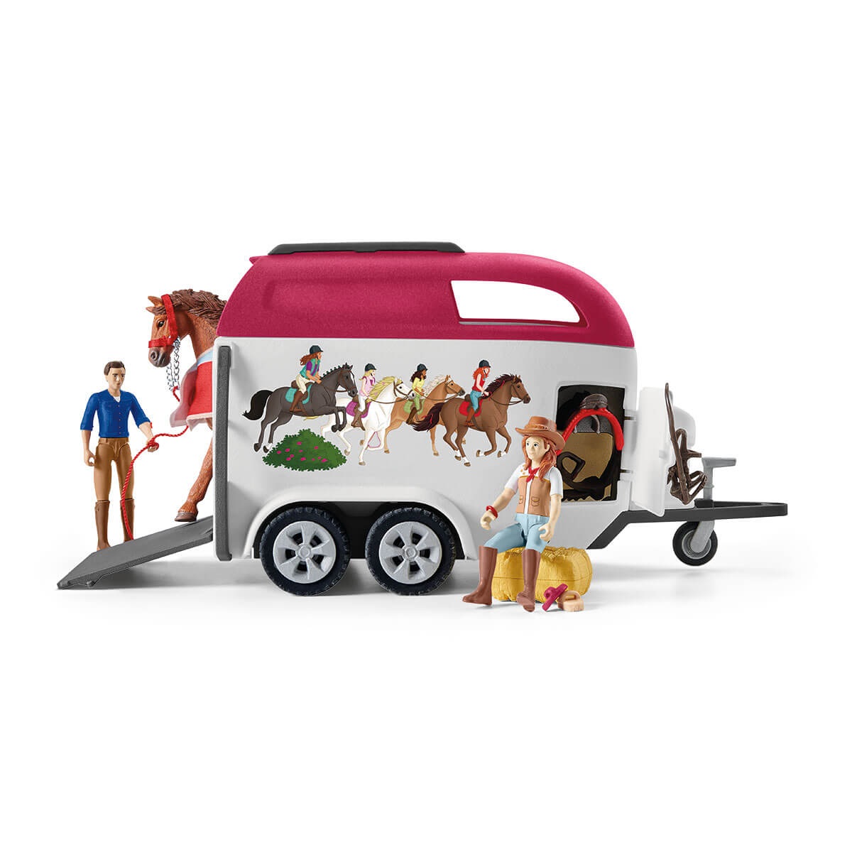 Schleich Set di Gioco 42535 con Auto e Rimorchio per Cavalli - Dipinto a Mano