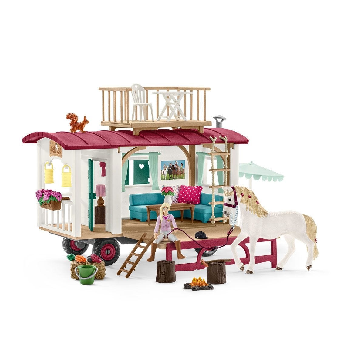 Schleich 42593 Roulotte per Riunioni Segrete del Club - Playset Horse Club da 5 Anni, 95 Pezzi