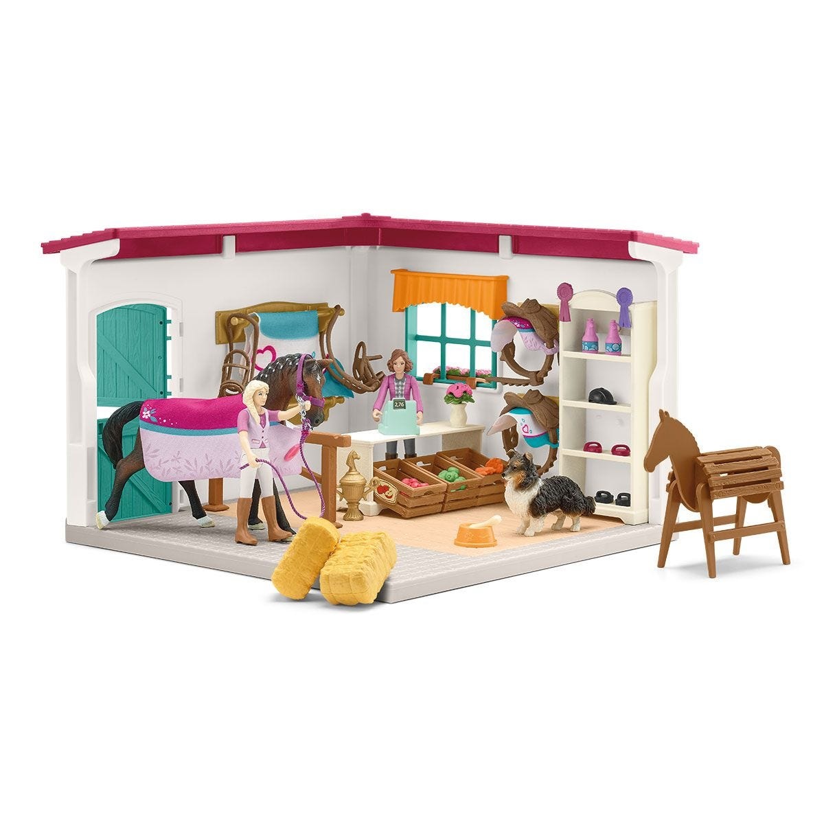 Schleich Horse Club - Negozio per Cavallerizzi 42568 - Playset da 67 Pezzi per Bambini dai 5 Anni