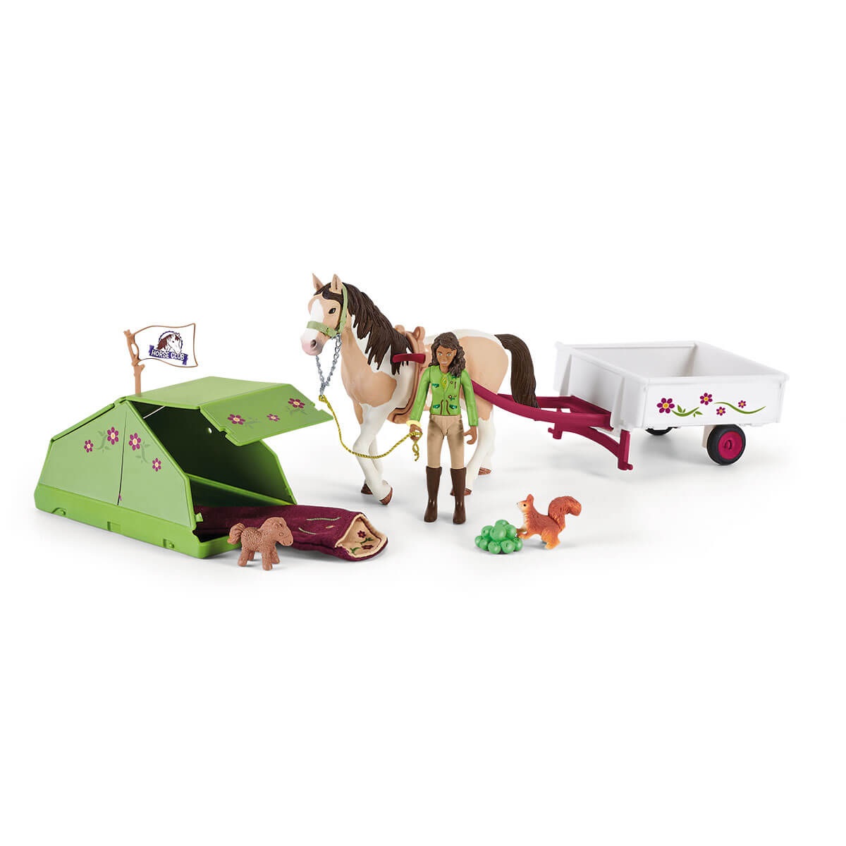 Schleich Horse Club - Set da Gioco Gita in Campeggio di Sarah con Cavallo Pinto e Accessori