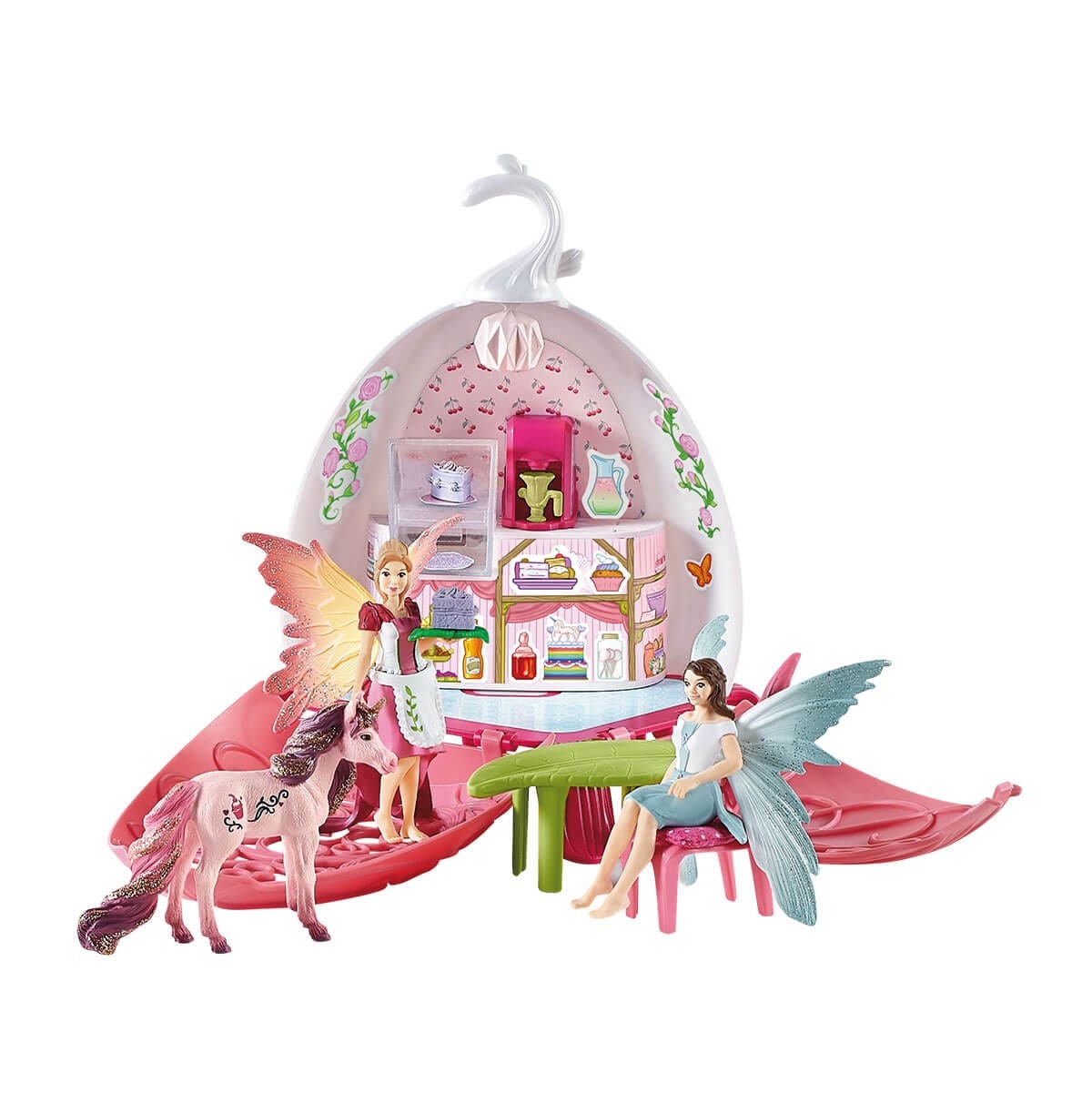 Schleich Bayala 42526 - Set da gioco con fata magica e unicorno, 21 pezzi, casa delle bambole e accessori, per bambini da 5 a 12 anni
