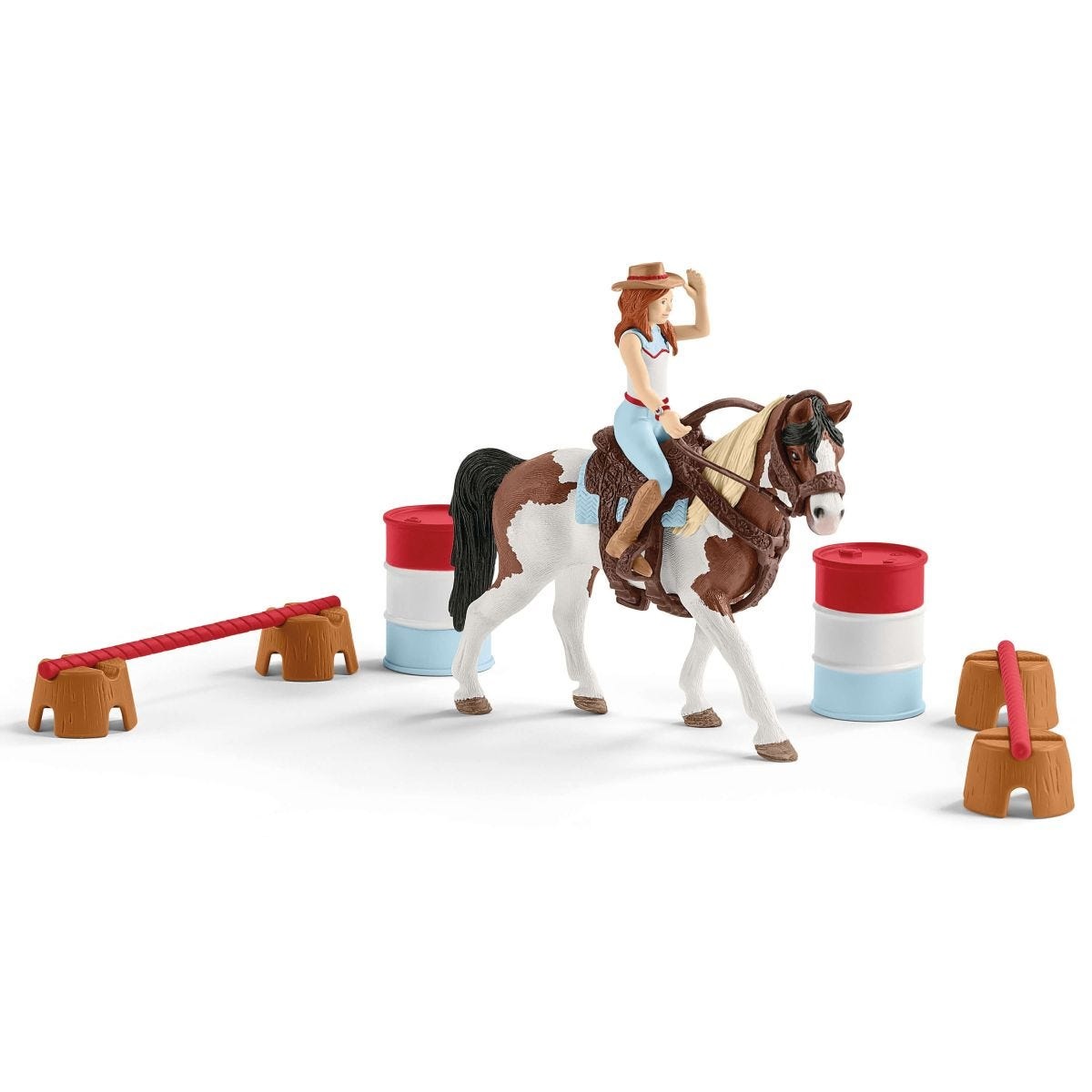 SCHLEICH HORSE CLUB - Set da Gioco Hannah con Cavallo Tennessee Walker Giallo e Accessori per Barrel Racing