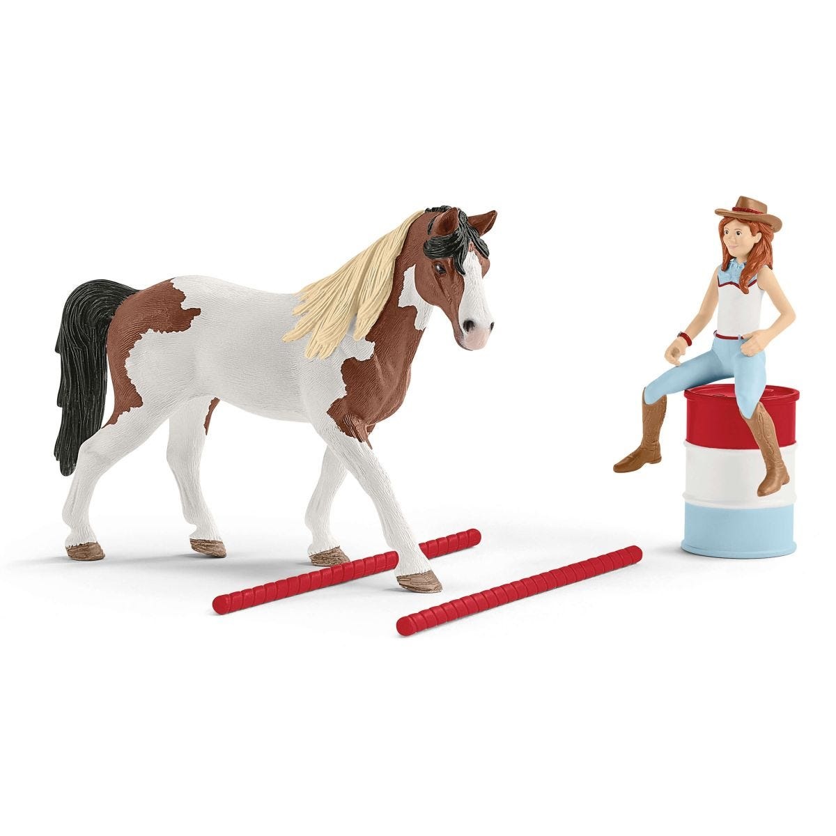SCHLEICH HORSE CLUB - Set da Gioco Hannah con Cavallo Tennessee Walker Giallo e Accessori per Barrel Racing