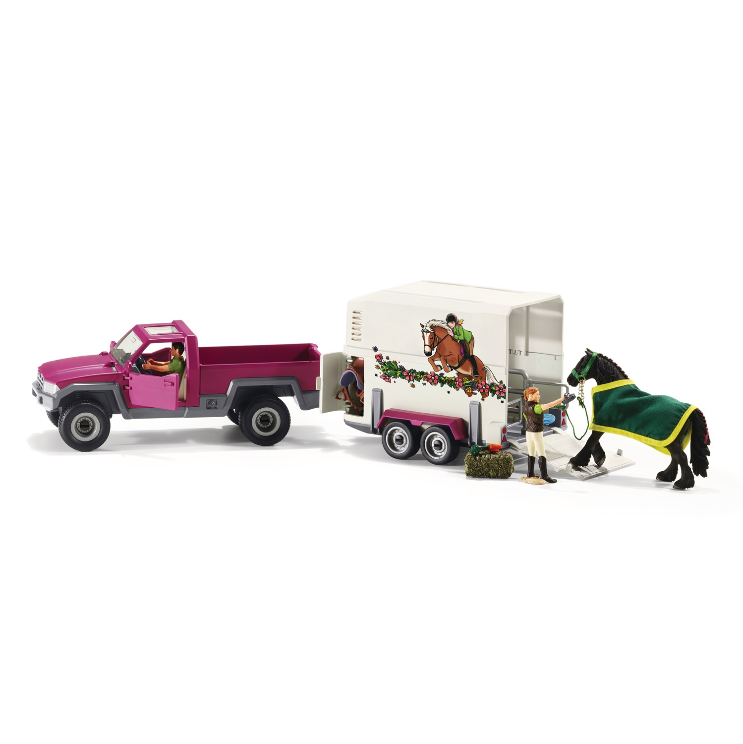 Schleich 42346 Set da Gioco Pick-up con Rimorchio per Cavalli - FARM WORLD, 38 Pezzi, Età 3