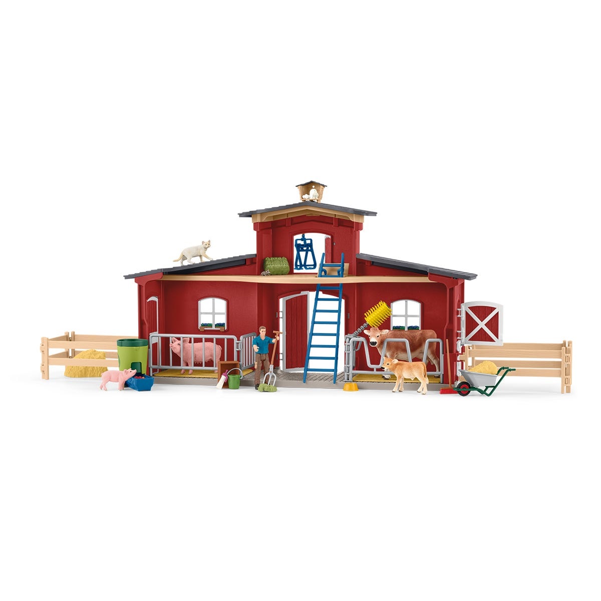 Schleich Farm World 42606 - Grande Fattoria con Animali e Accessori, Playset da 64 Pezzi, Rosso, per Bambini da 3 Anni