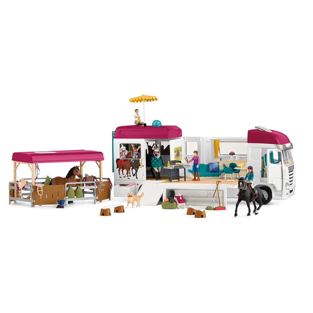 Schleich Camper di Trasporto per Cavalli 42619 - Playset Horse Club, Colore Nero, 97 Pezzi, Età 5