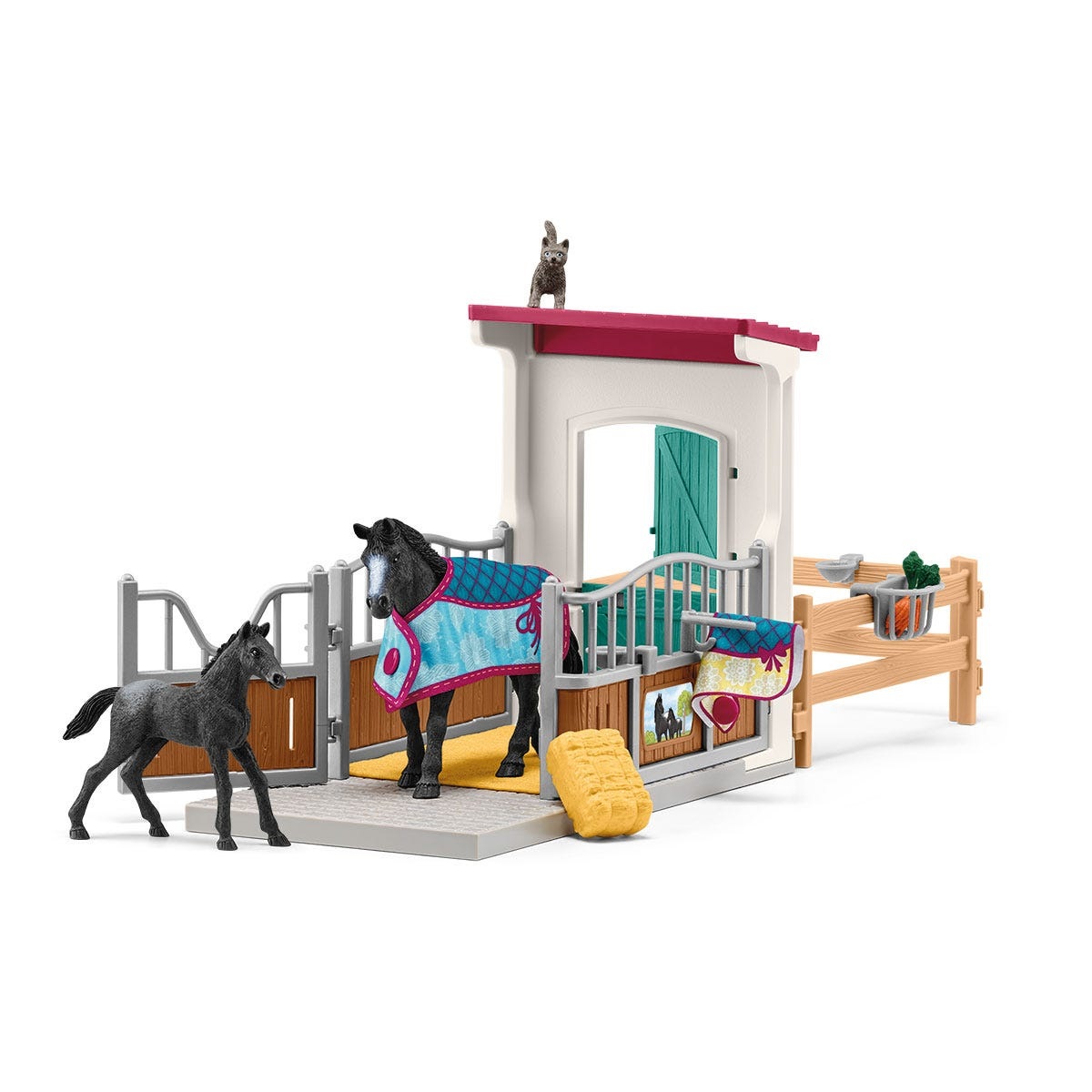 Schleich HORSE CLUB 42611 Box con Giumenta e Puledro - Playset da 34 Pezzi per Bambini da 5 Anni