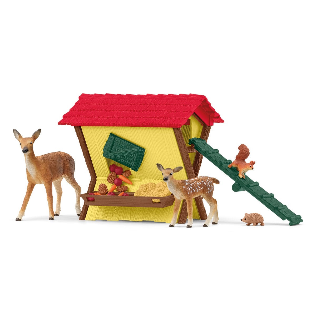 Schleich 42658 Mangiatoia nel Bosco - Playset Farm World, 39 Pezzi, da 3 Anni, con Tetto Rimovibile e Figure Dettagliate