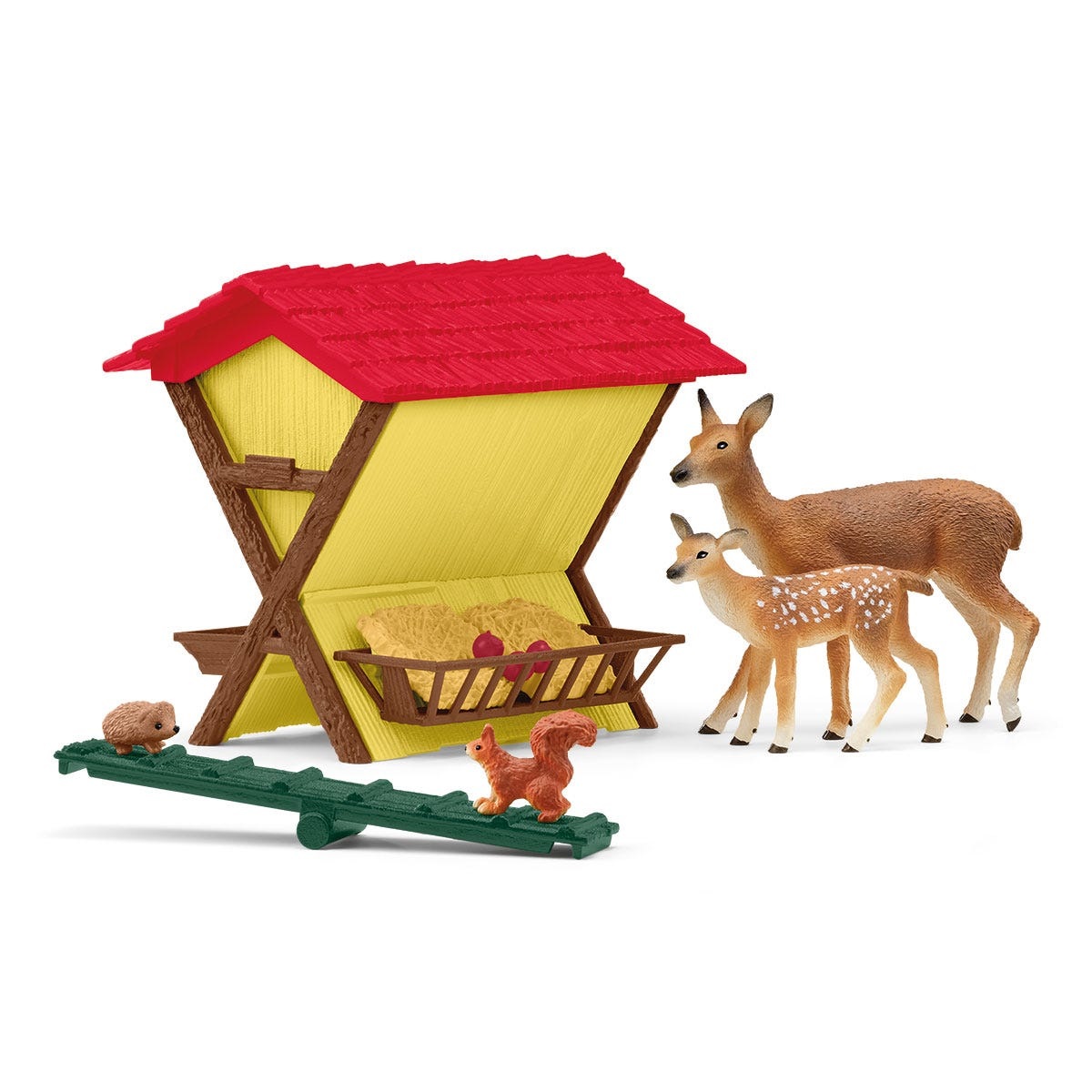 Schleich 42658 Mangiatoia nel Bosco - Playset Farm World, 39 Pezzi, da 3 Anni, con Tetto Rimovibile e Figure Dettagliate