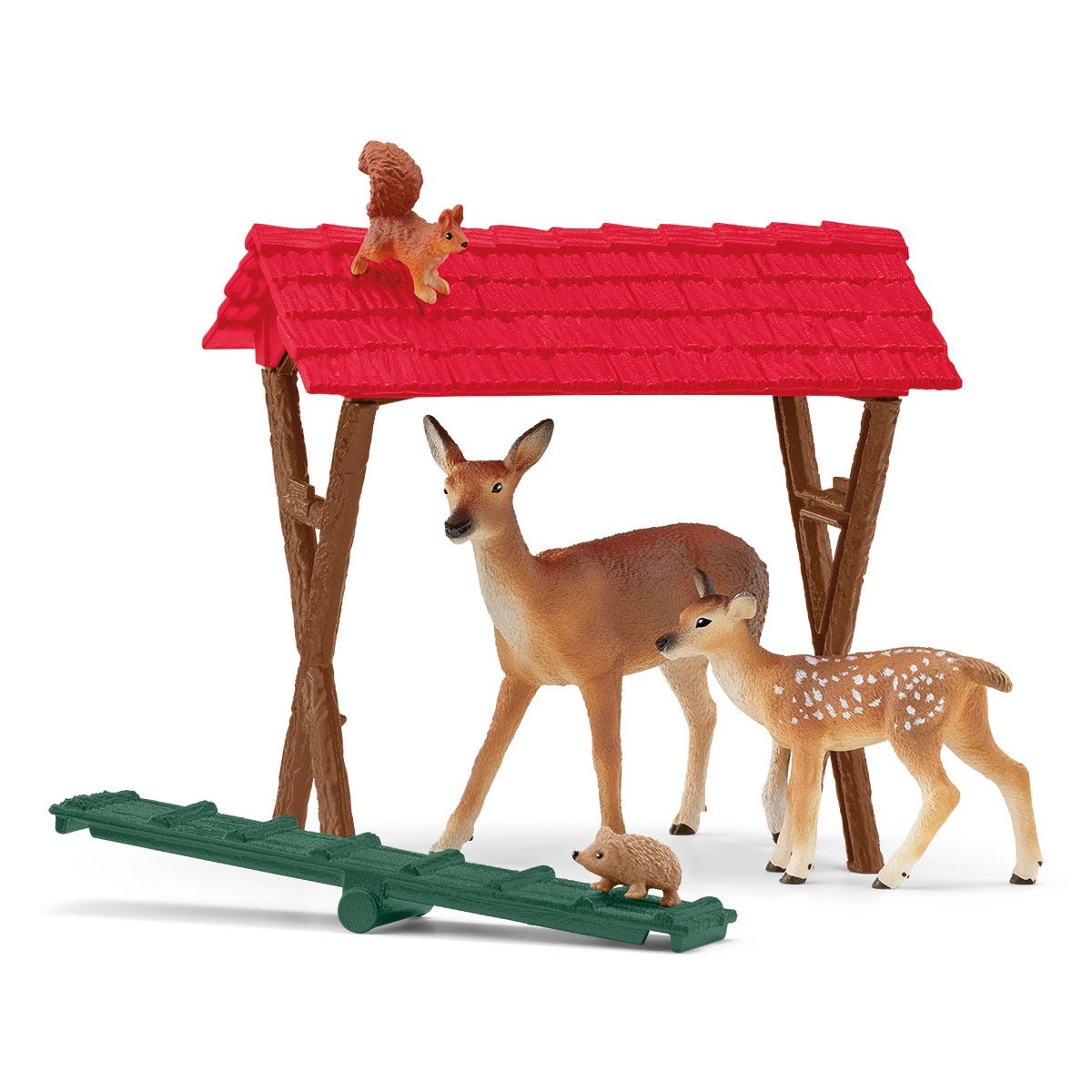 Schleich 42658 Mangiatoia nel Bosco - Playset Farm World, 39 Pezzi, da 3 Anni, con Tetto Rimovibile e Figure Dettagliate