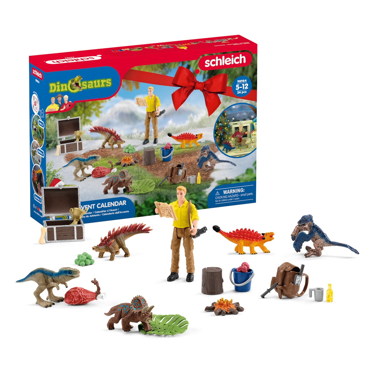 Schleich 98984 Calendario dell'Avvento Dinosauri 2023 - Playset con 24 pezzi per bambini da 5 anni
