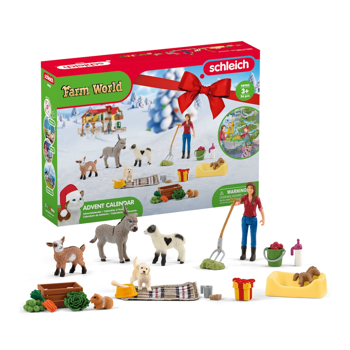 Schleich 98983 Calendario dell'Avvento Farm World 2023 - Playset con 24 pezzi per bambini da 3 anni