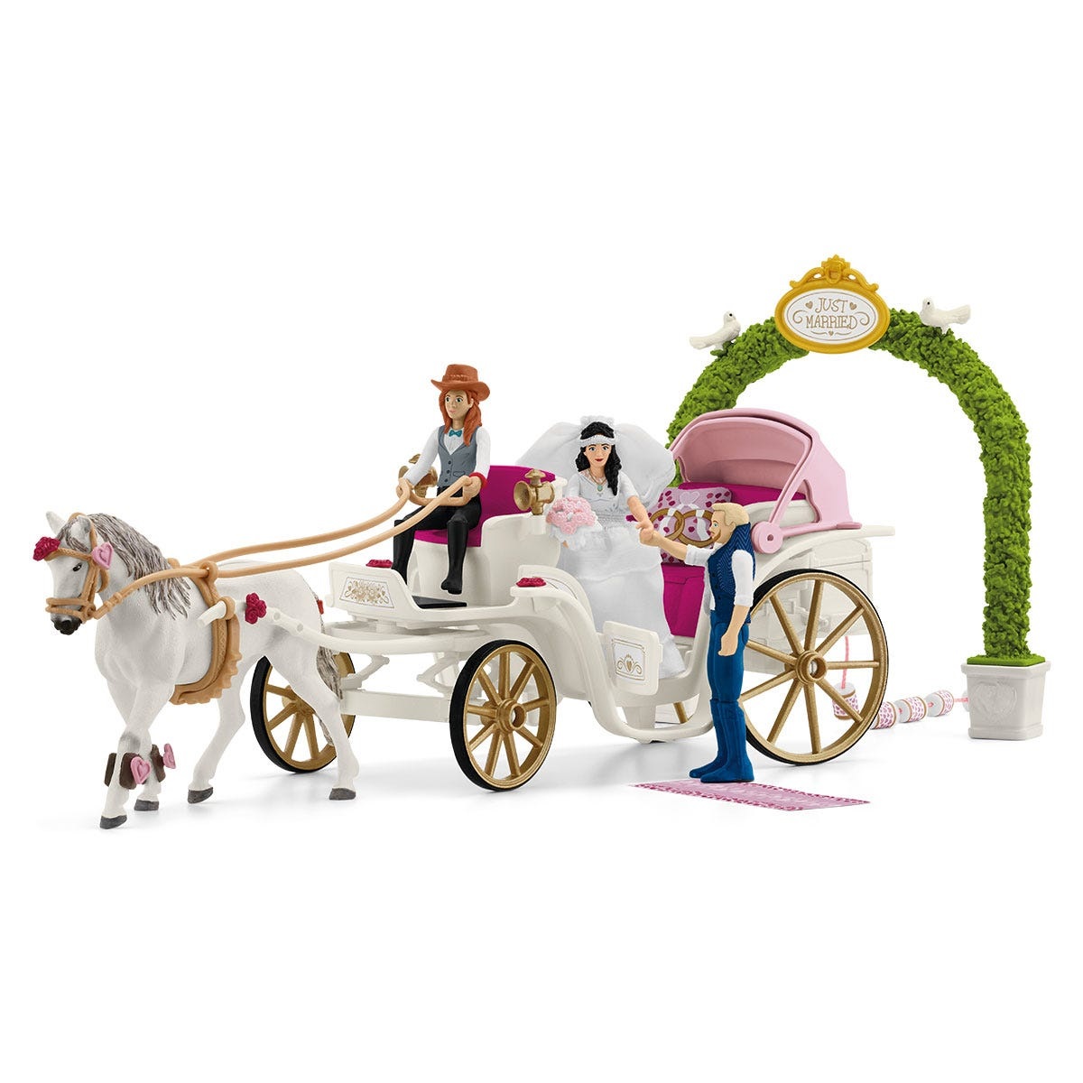 Schleich HORSE CLUB 42641 Carrozza Nuziale - Playset da 106 Pezzi con Sedile Posteriore Apribile, per Bambini da 5 Anni
