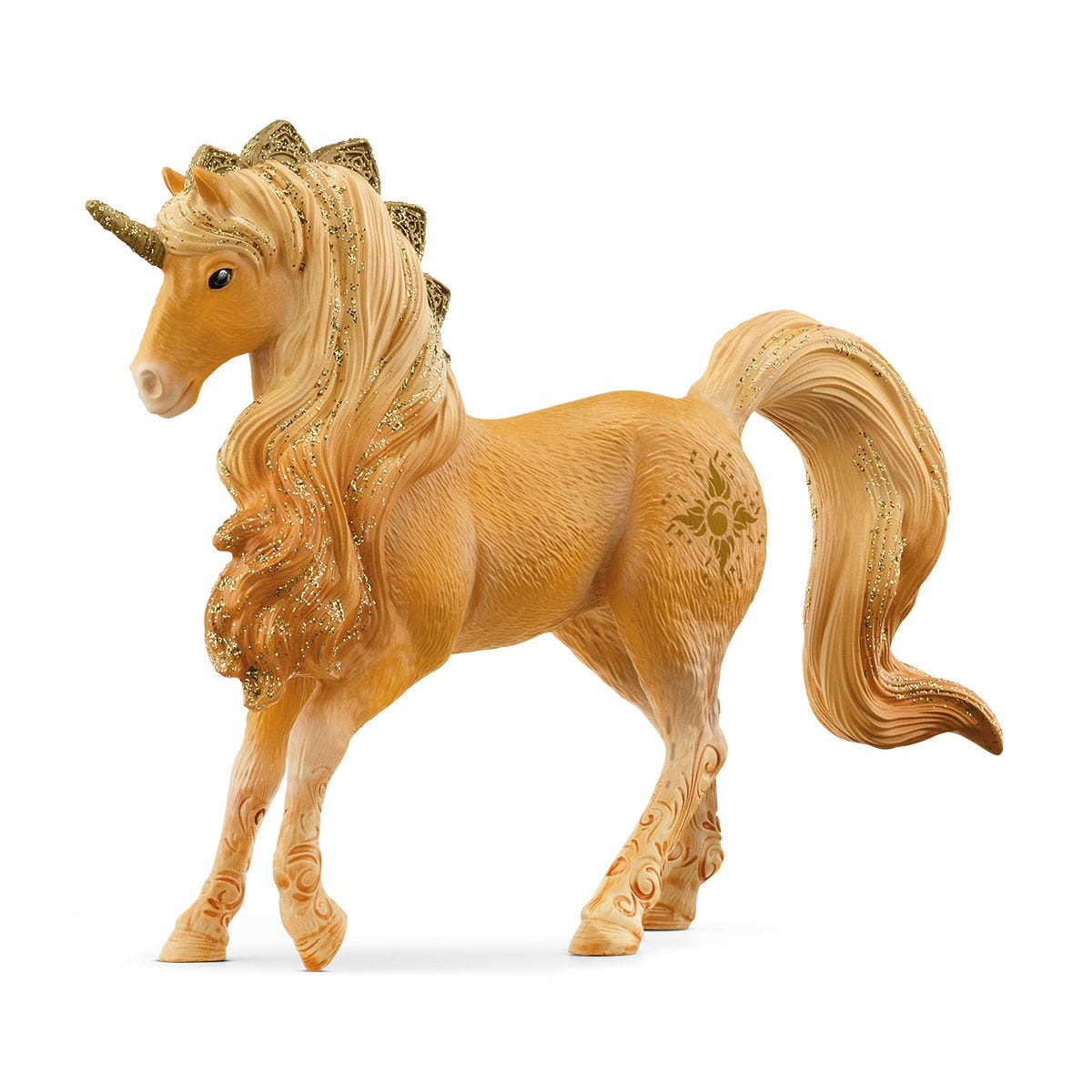 Schleich Stallone di unicorno Apollo - Figura BAYALA, marrone dorato con dettagli glitterati, 4 x 16 x 12 cm, da 5 anni