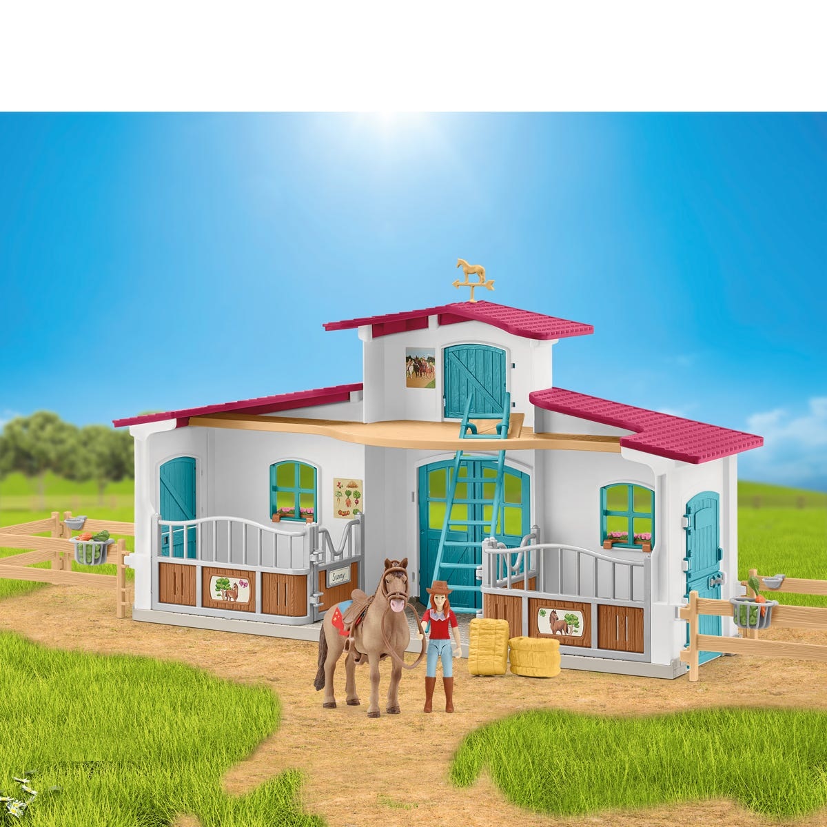 Schleich Centro Equestre 72222 - Cofanetto con 75 Elementi e 1 Cavallo, per Bambini dai 5 Anni