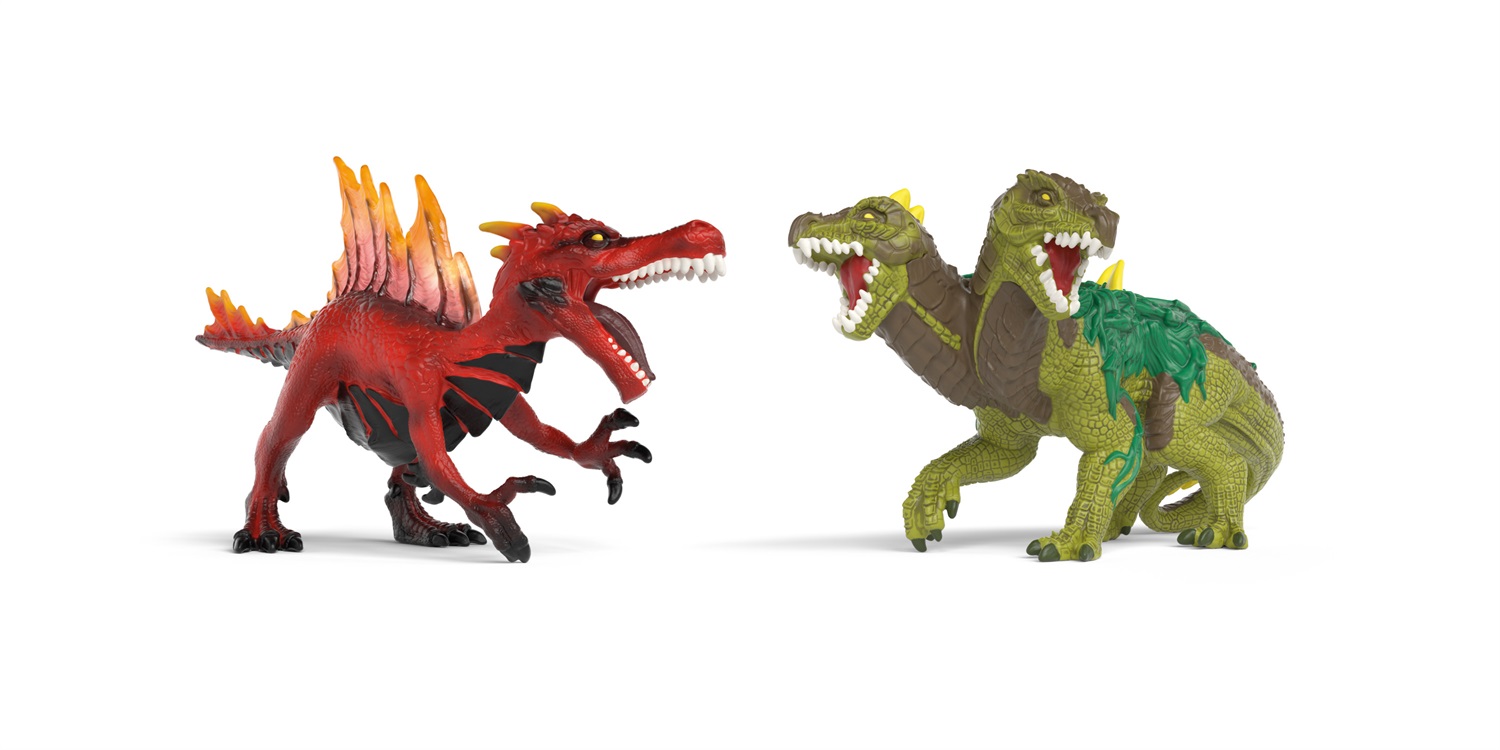 SCHLEICH ELDRADOR CREATURES - Dinosauro di Fuoco vs Lucertola della Giungla 70834 - Set di 2 Figure Dettagliate per Bambini dai 7 Anni