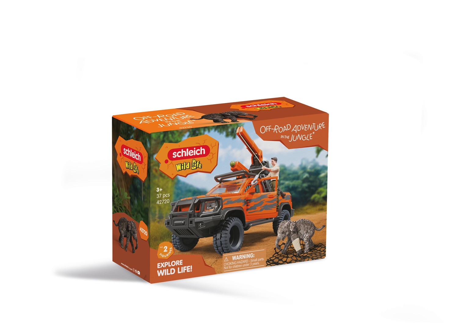 Schleich 42720 Set da Gioco Avventura nella Giungla con Fuoristrada, Ranger, Elefante e 37 Accessori - Gioco Educativo per Bambini dai 3 Anni
