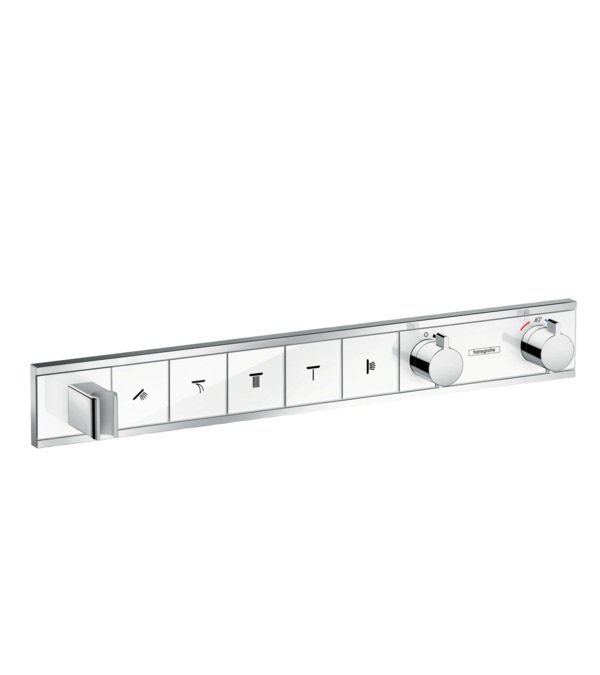 Hansgrohe RainSelect 15358400 - Miscelatore termostatico a parete bianco/cromo con 5 utenze e funzione Select