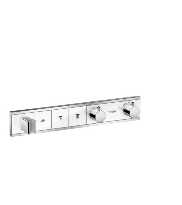 Hansgrohe RainSelect 15356400 - Miscelatore termostatico a parete bianco/cromo con 3 utenze e tasto Select