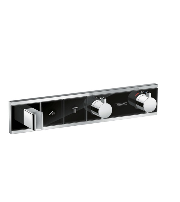 Hansgrohe RainSelect 15355600 - Miscelatore termostatico a parete Nero/Cromo con 2 utenze e tasto Select