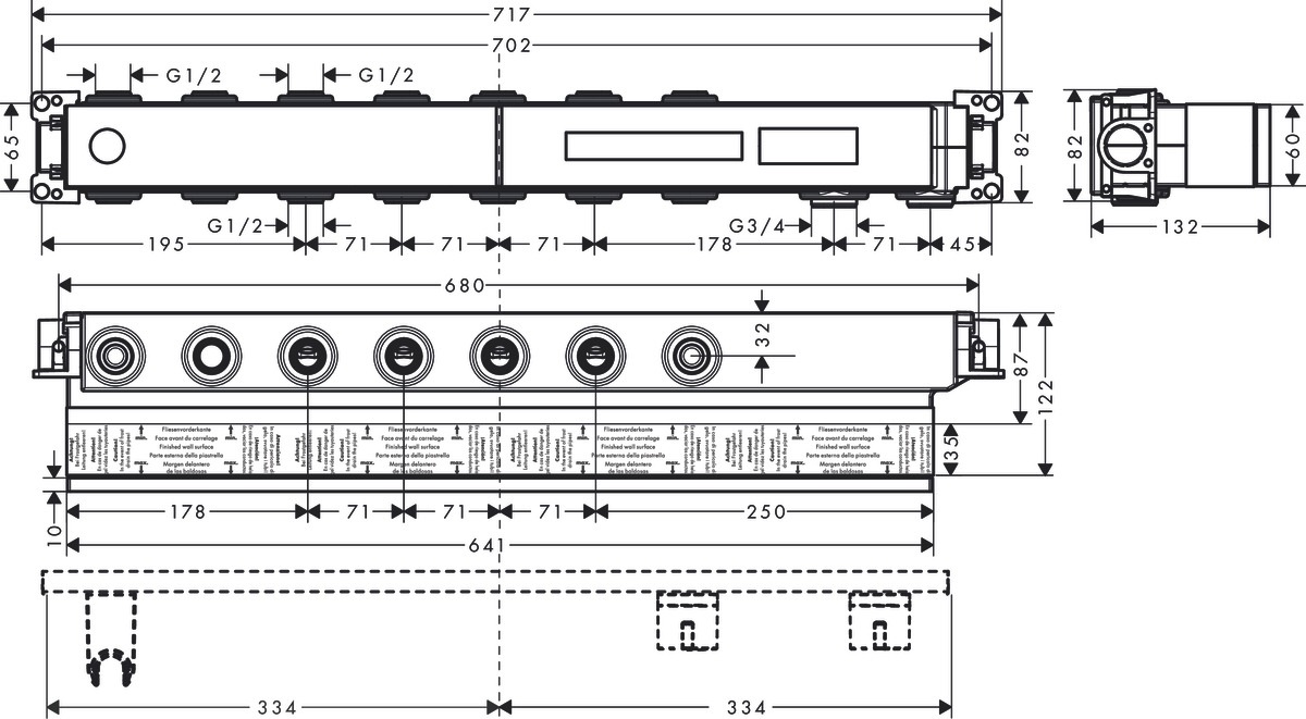 Hansgrohe RainSelect Corpo Incasso a Parete - 5 Vie, Profondità di Installazione 87-122 mm, Adatto per Termostati RainSelect