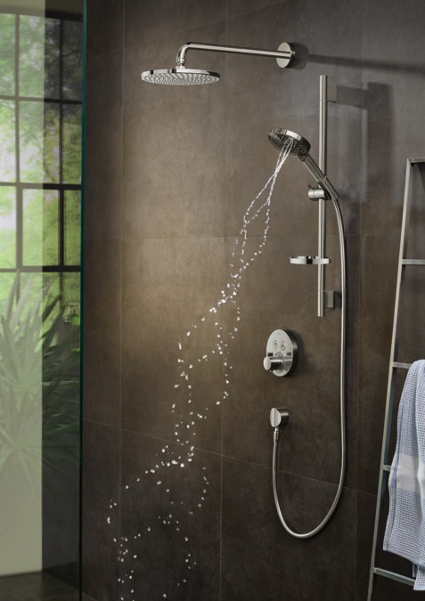 Hansgrohe Raindance S Soffione Doccia 240 mm con Getto PowderRain e Braccio Doccia, Cromo, Cod. 27607000