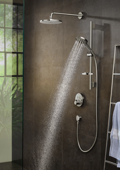 Hansgrohe Raindance S Soffione Doccia 240 mm con Getto PowderRain e Braccio Doccia, Cromo, Cod. 27607000