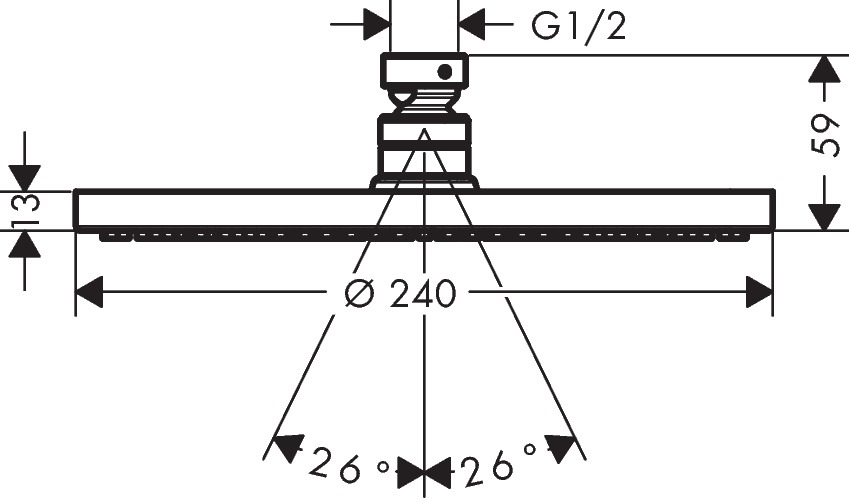 Hansgrohe Raindance S Soffione Doccia 240 mm con Getto PowderRain, Cromo, Installazione a Soffitto o Parete