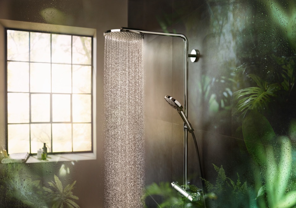 Hansgrohe Raindance Select S Colonna doccia con miscelatore termostatico, soffione tondo (⌀ 240 mm), doccetta 3 getti, cromo - 27633000
