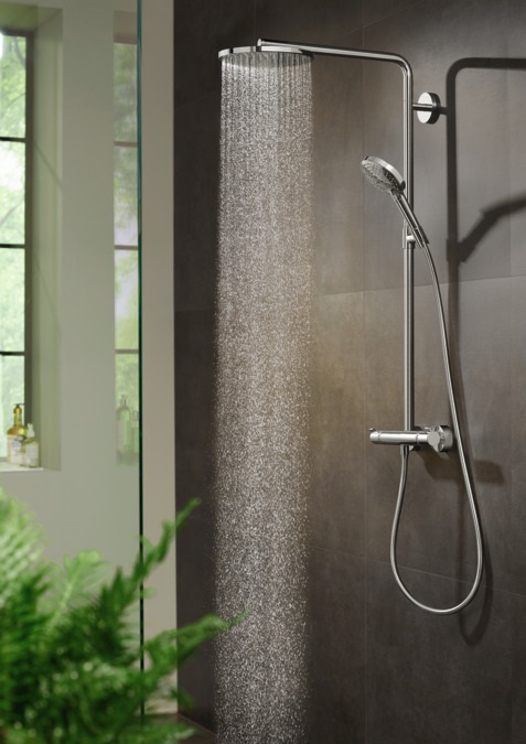 Hansgrohe Raindance Select S Colonna doccia con miscelatore termostatico, soffione tondo (⌀ 240 mm), doccetta 3 getti, cromo - 27633000