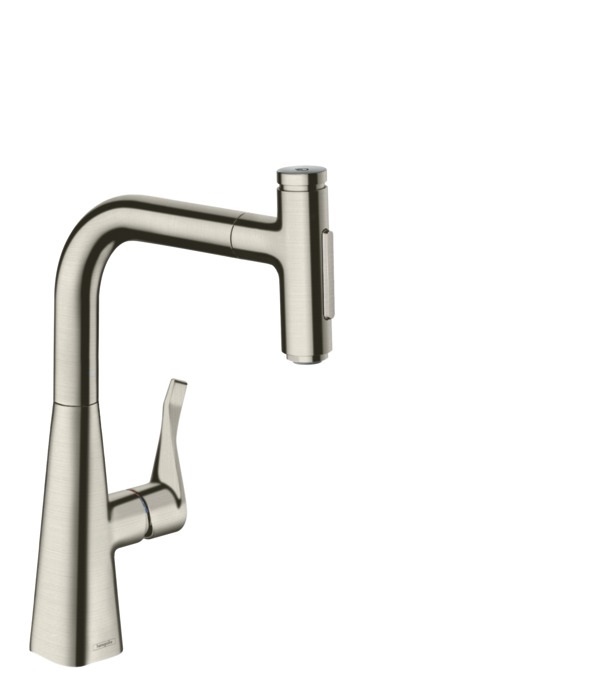 Hansgrohe Metris Select M71 Miscelatore Cucina Monocomando 240 con Doccetta Estraibile, 2 Getti, sBox, Acciaio Inox