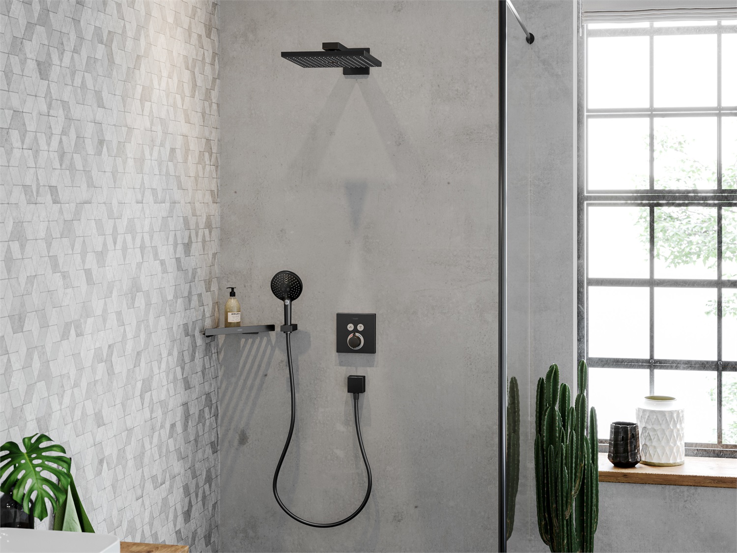 Hansgrohe FixFit Uscita a muro Square con valvola antiriflusso, Nero Opaco, 26455670