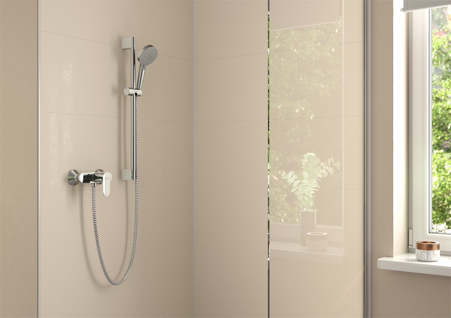 Hansgrohe Unica S Puro - Asta Doccia 65 cm con Flessibile Nero Opaco